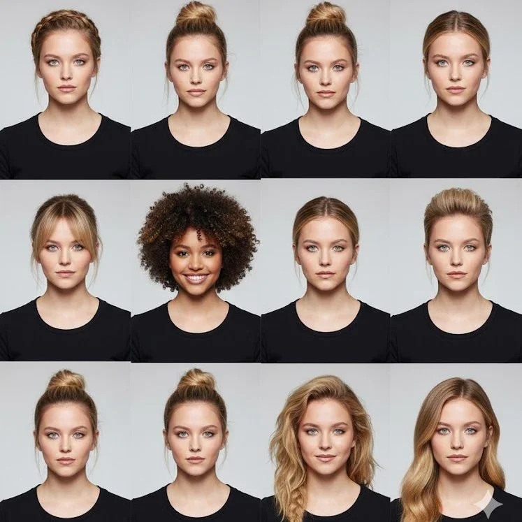 3×3 Grid Collage Featuring The Same Female — image prompt preview