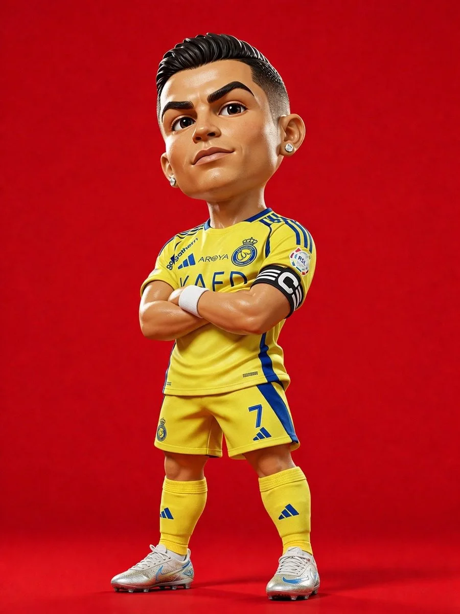 3D rendered caricature figurine of Cristiano Ronaldo, big — image prompt preview