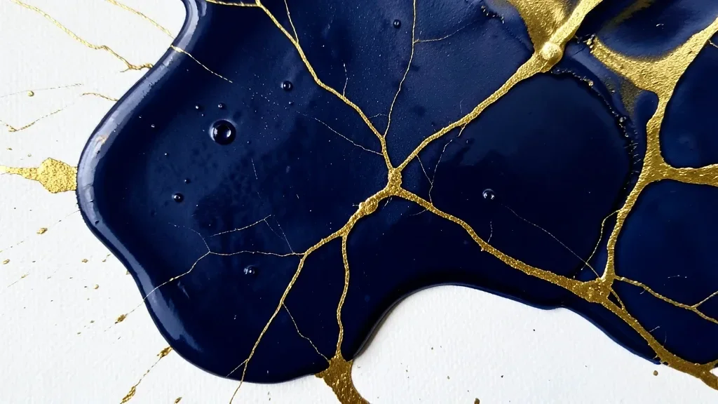Abstract Fluid Art Gold and Navy Pour — image prompt preview