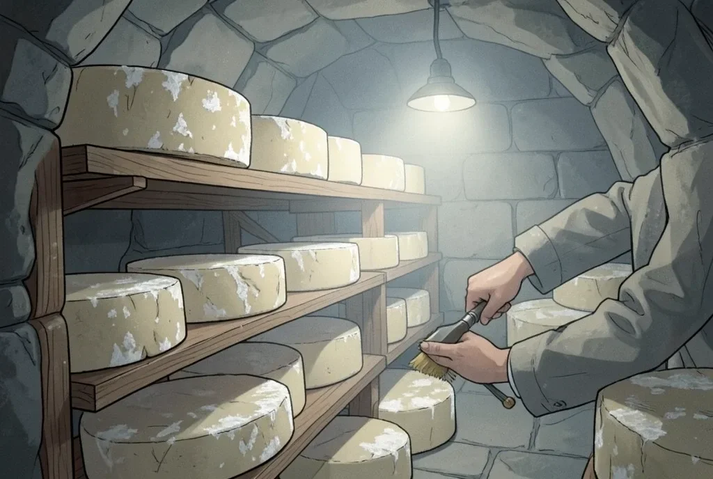 Aging Cheese Wheels in a Cave — image prompt preview