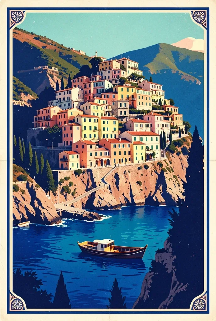 Amalfi Coast Italian Riviera Travel Poster — image prompt preview