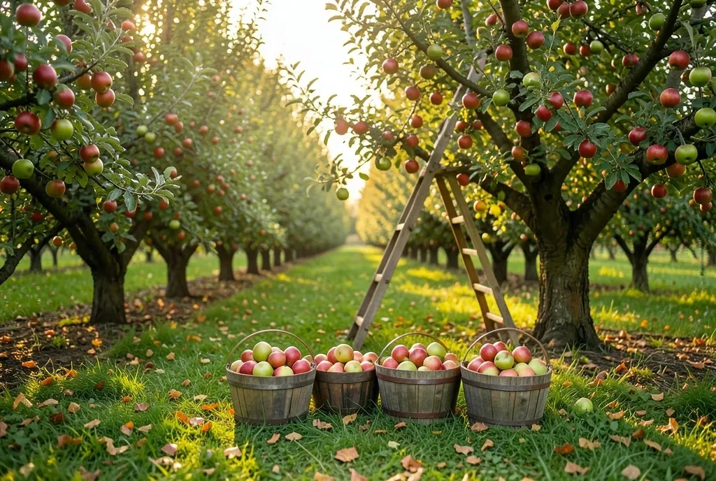 Apple Orchard Harvest with Baskets — image prompt preview