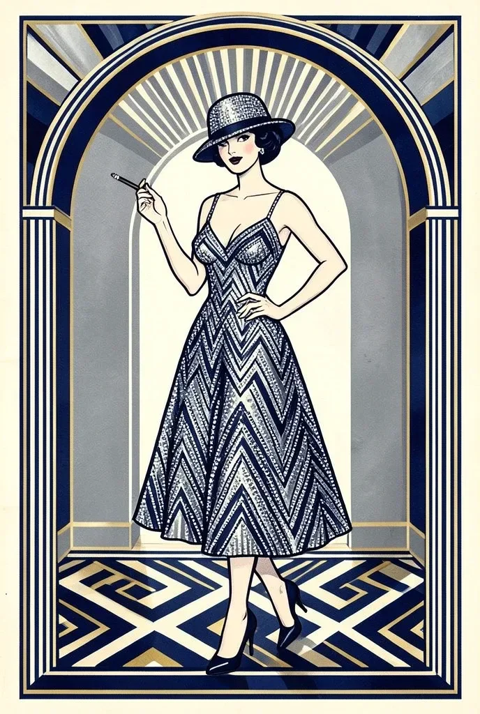 Art Deco Fashion Plate — 1920s — image prompt preview