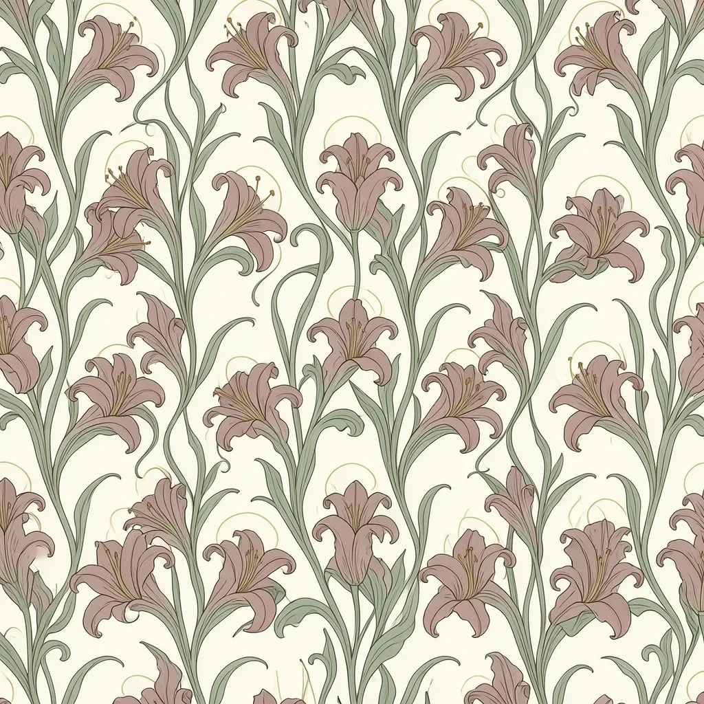 Art Nouveau Lily Seamless Pattern — image prompt preview