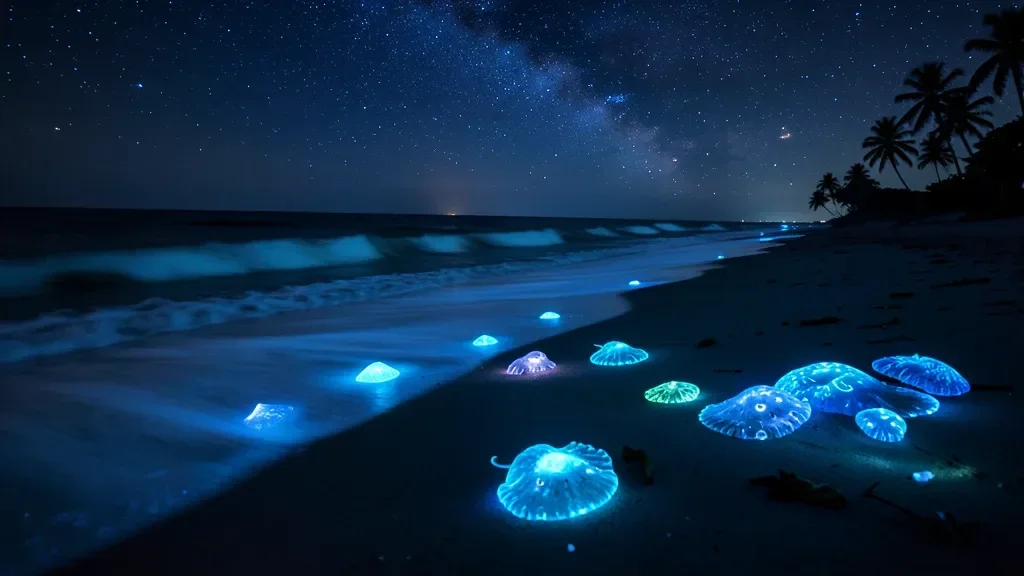 Bioluminescent Plankton Beach at Night — image prompt preview
