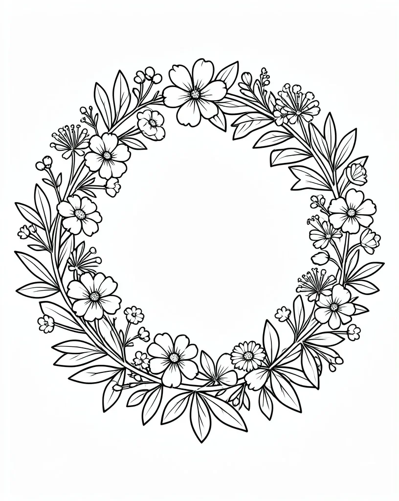 Botanical Coloring Book Page — image prompt preview