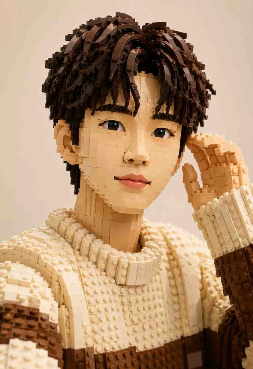 Brick-Built Toy Portrait — Hyper-Detailed 3D Sculpture — image prompt preview