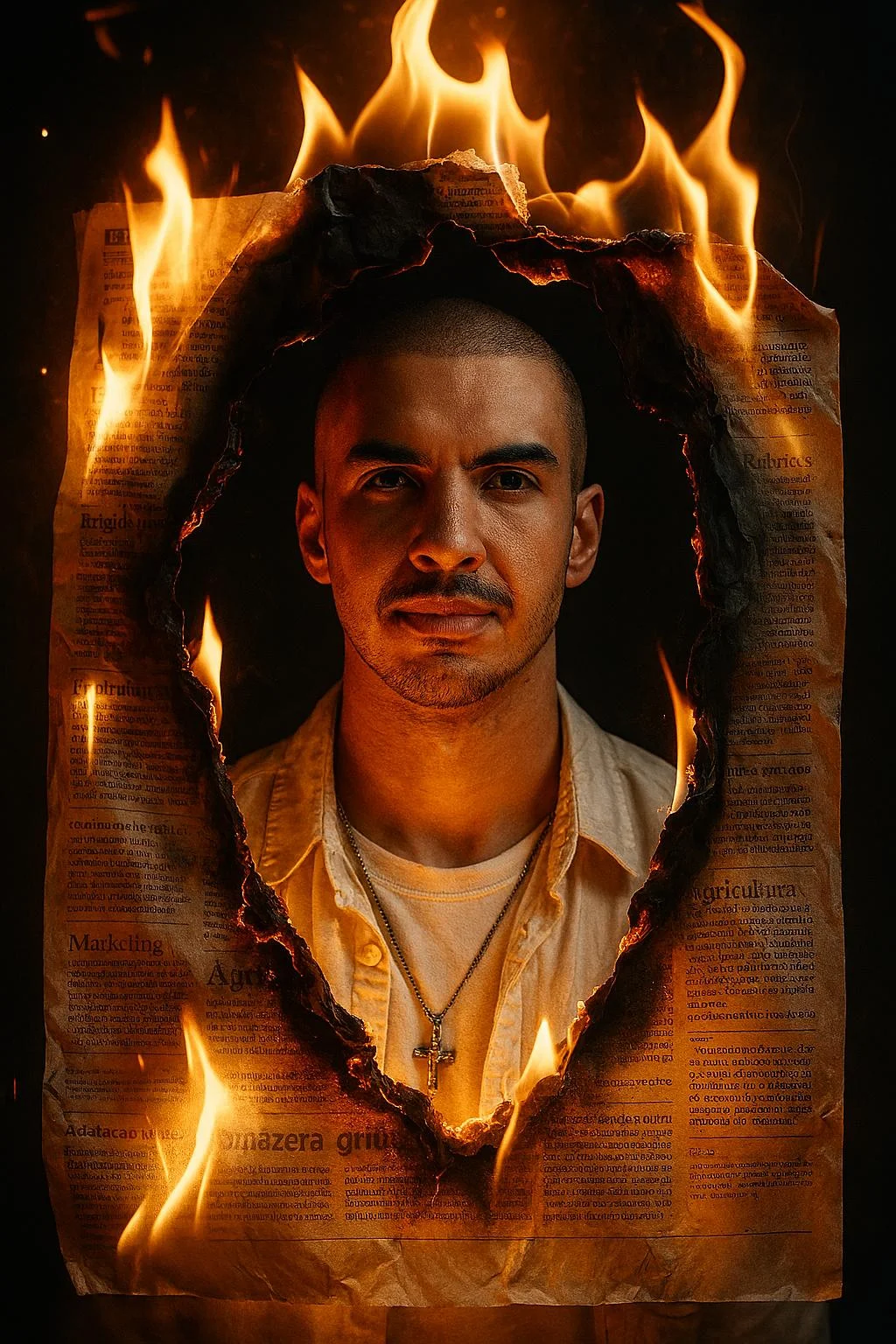 Burnt Paper, Bold Gaze — image prompt preview
