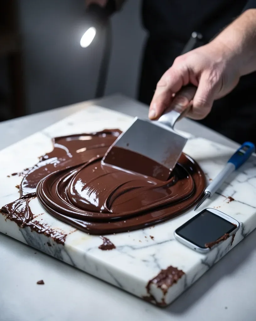 Chocolatier Tempering on Marble — image prompt preview