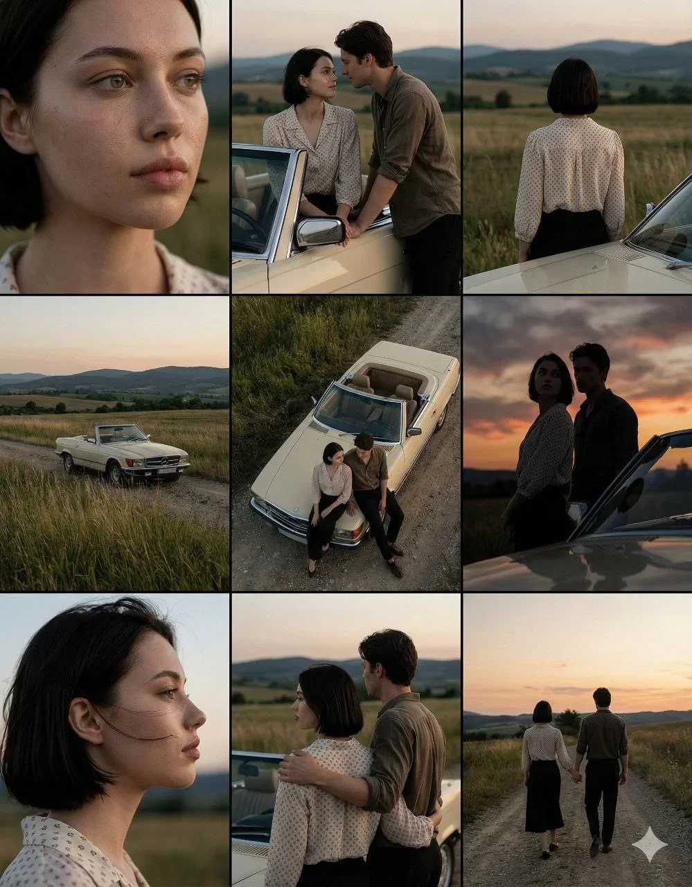 Cinematic 3×3 Grid Of Film-Still Frames Featuring — image prompt preview