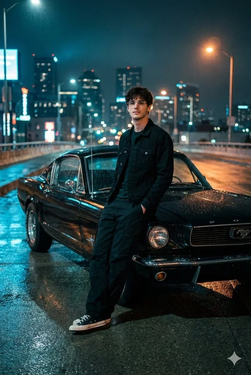 Cinematic Night Photo On A Dimly Lit — image prompt preview