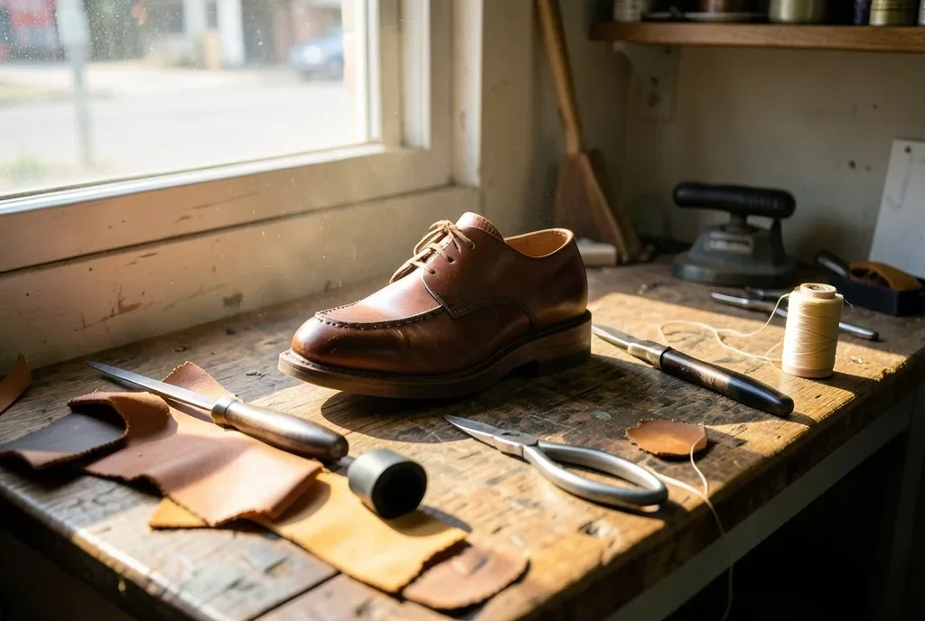 Cobbler Last and Awl Bench — image prompt preview