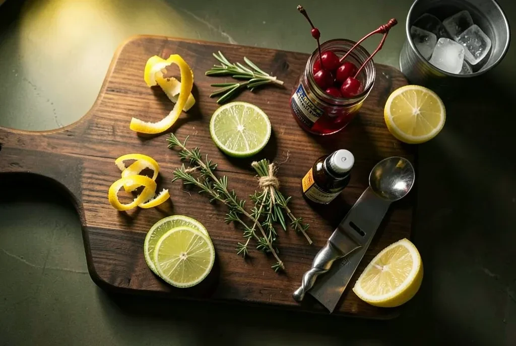 Cocktail Garnish Preparation Board — image prompt preview