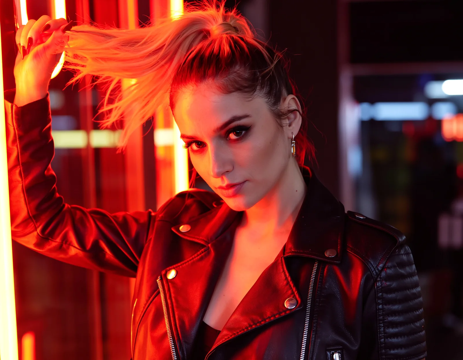 Confident Young Woman With Sleek Orange Hair — image prompt preview