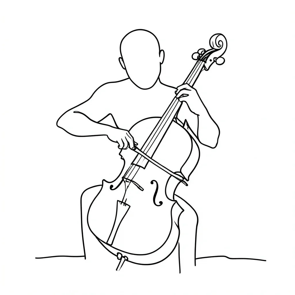 Continuous-Line Cellist Mid-Bow — image prompt preview
