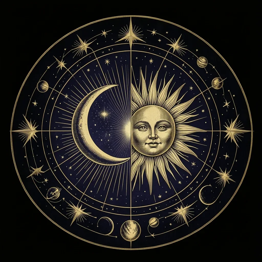 Cosmic Sun and Moon Mandala — image prompt preview