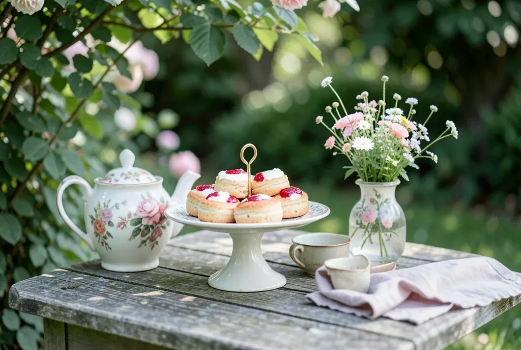 Cottagecore Afternoon Tea Scones Wildflowers — image prompt preview
