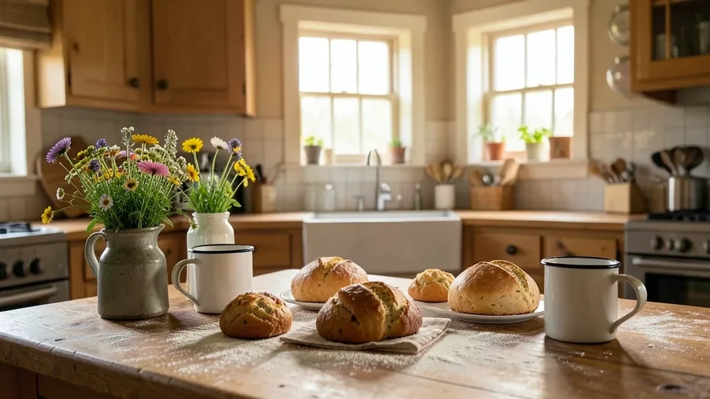 Cozy Cottage Kitchen Baking Scene — image prompt preview