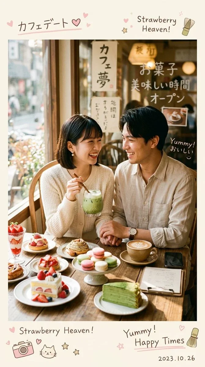 Cozy Japanese-Korean Café Photography Featuring A Cute — image prompt preview