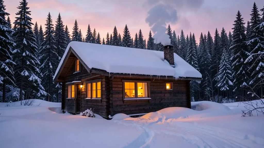 Cozy Mountain Cabin in Snow — image prompt preview