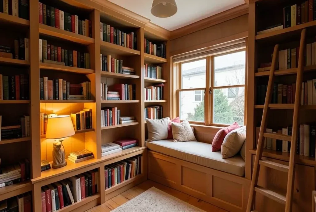 Cozy Reading Loft with Built-In Shelves — Photorealistic — image prompt preview
