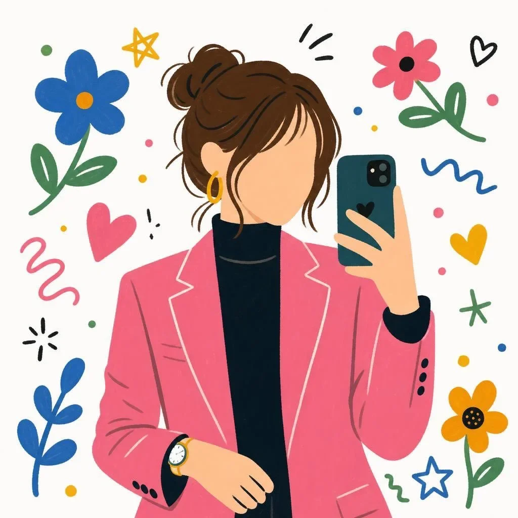 Cute Faceless Girl Illustration In Modern Flat — image prompt preview