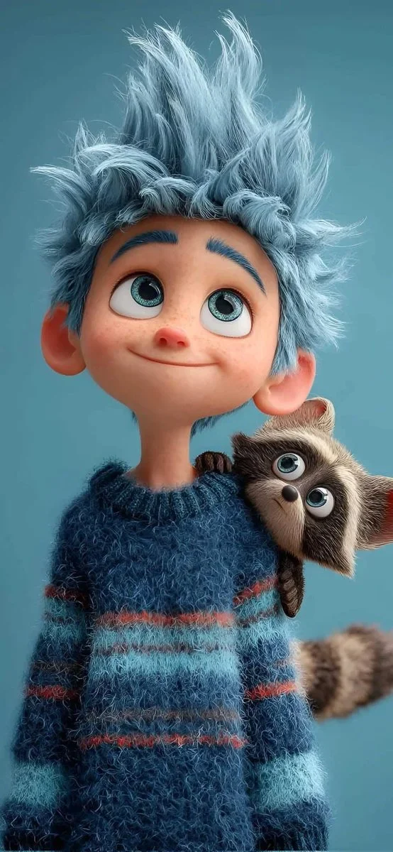 Cute Stylized 3D Animated Boy With Messy — image prompt preview