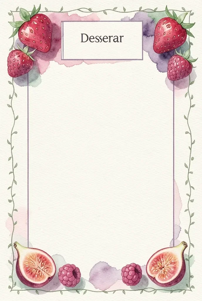 Dessert Menu Card with Watercolor Fruits — image prompt preview