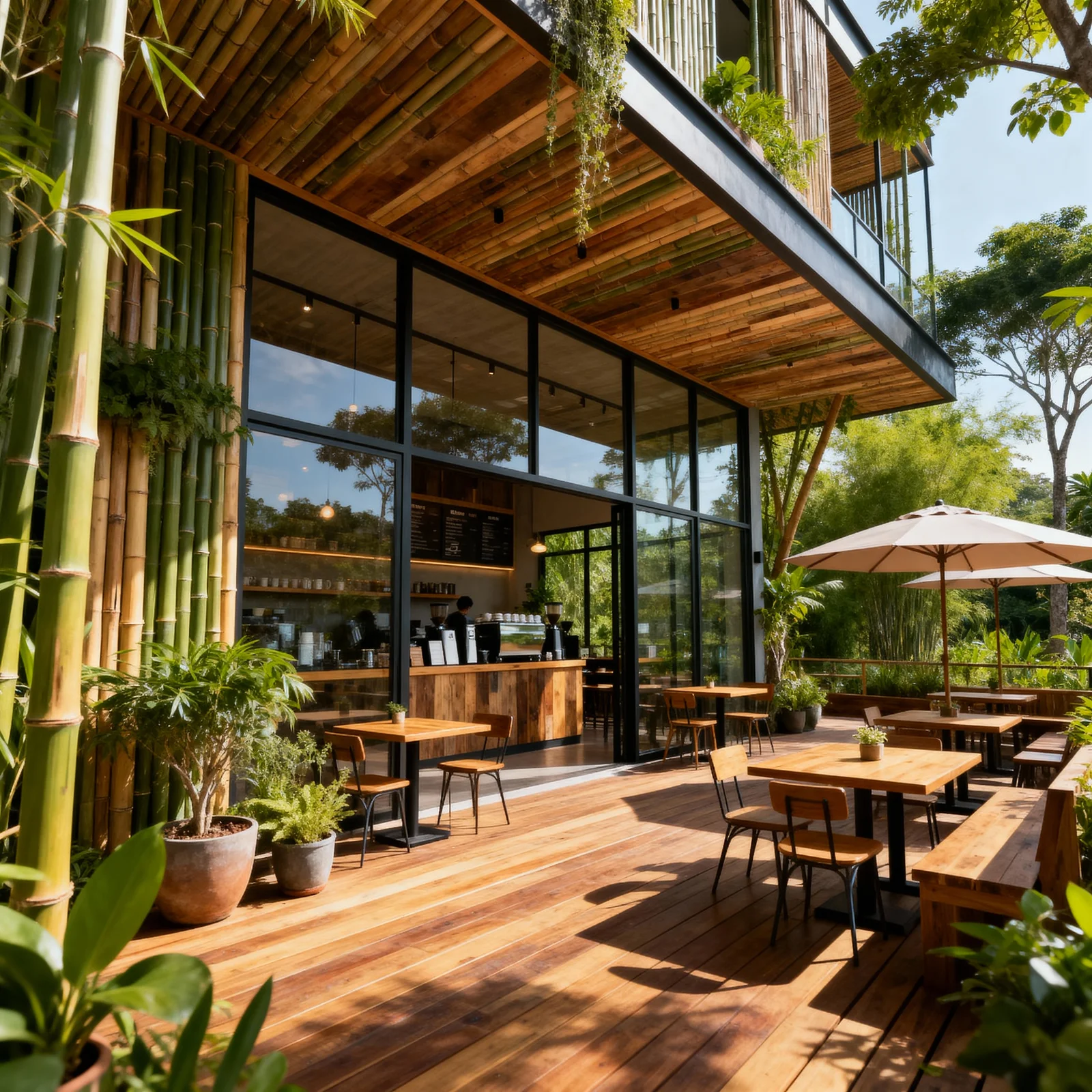 Eco-Friendly Outdoor Coffee Shop — image prompt preview