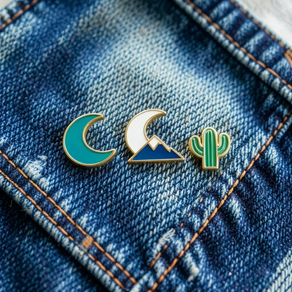 Enamel Pin Set on a Denim Jacket — image prompt preview