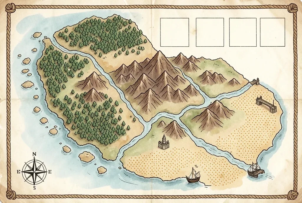 Fantasy Continent Map on Parchment — image prompt preview