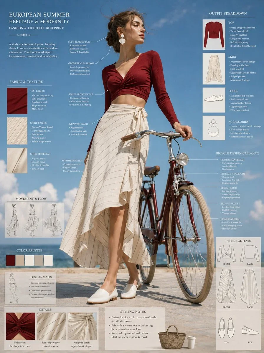 Fashion Blueprint Sheet Of An Elegant Young — image prompt preview