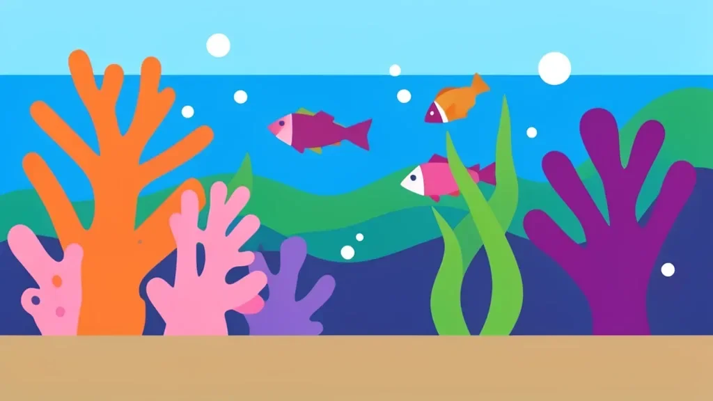 Flat-Design Coral Reef with Layered Marine Life — image prompt preview