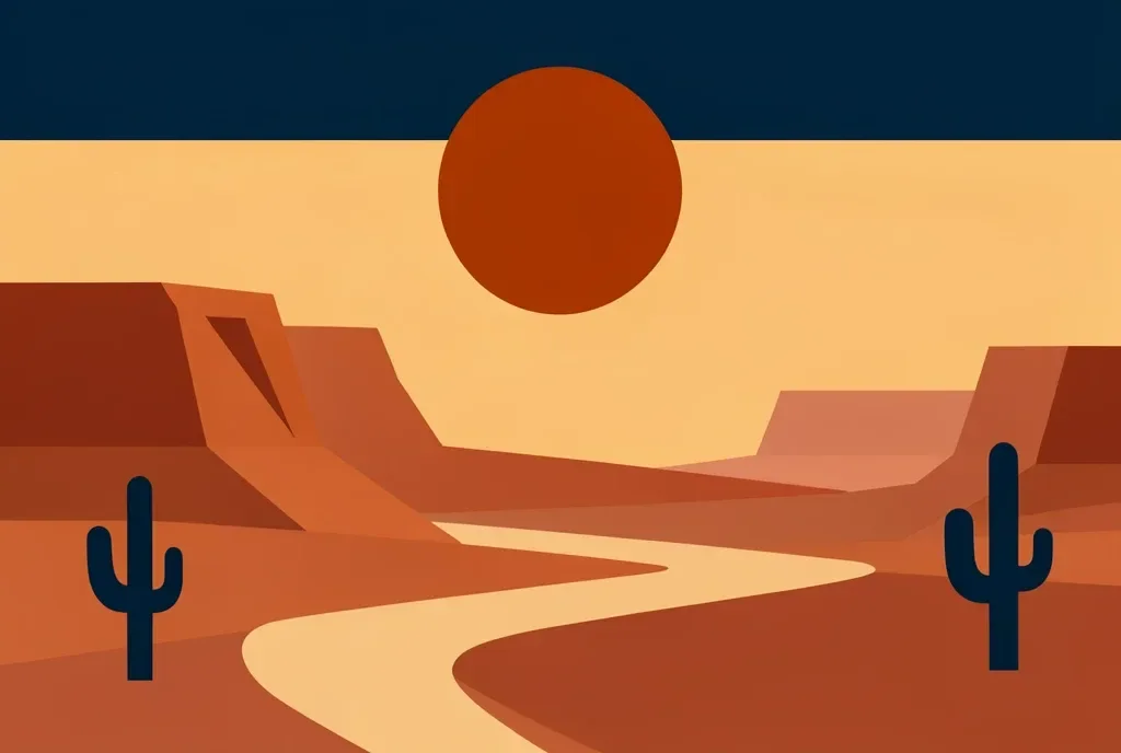 Flat-Design Mesa Plateau at Golden Hour — image prompt preview