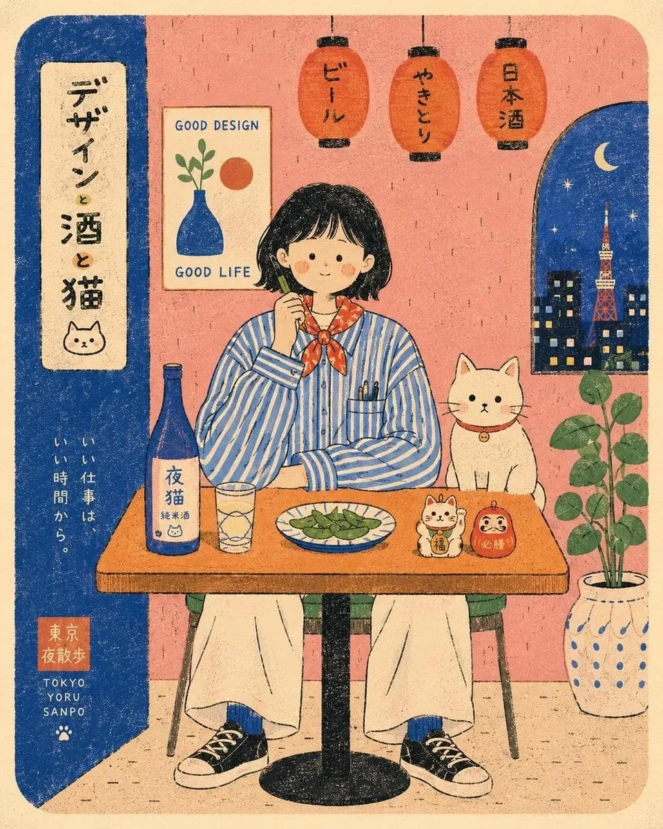 Flat Modern Risograph-Style Poster Illustration Of [Human] — image prompt preview
