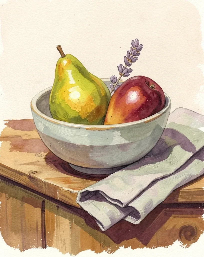 Gouache Fruit Still Life Illustration — image prompt preview