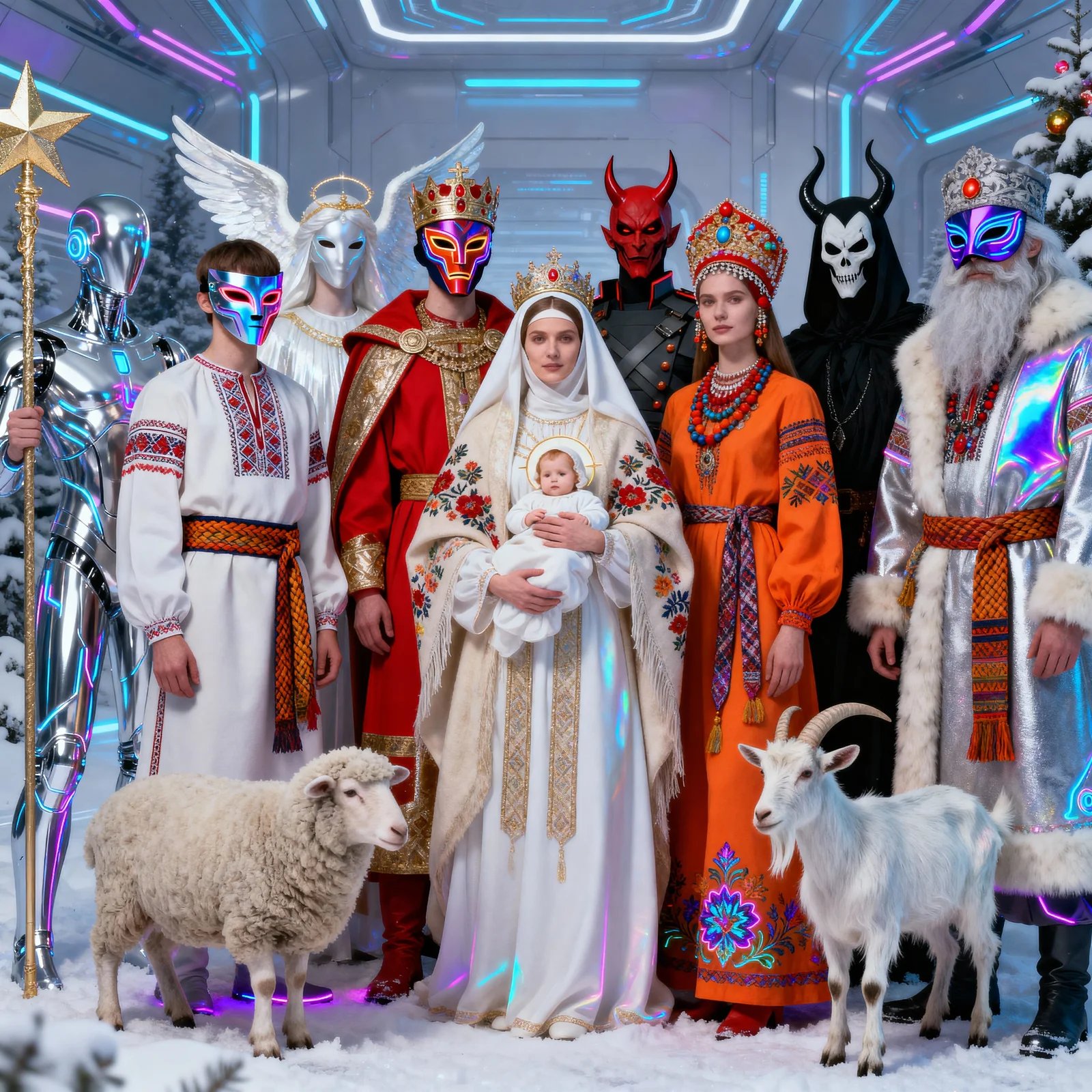 High-Fashion Editorial Group Photo Of Ukrainian Christmas — image prompt preview