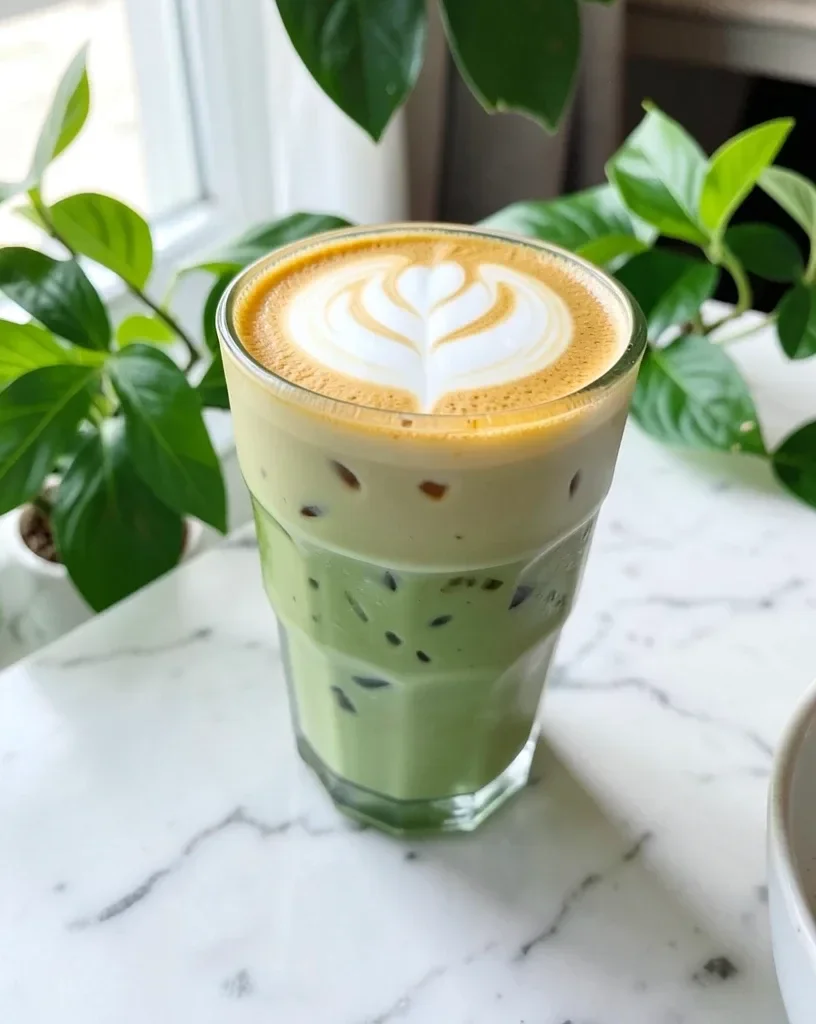 Iced Matcha Latte with Latte Art — Photorealistic — image prompt preview
