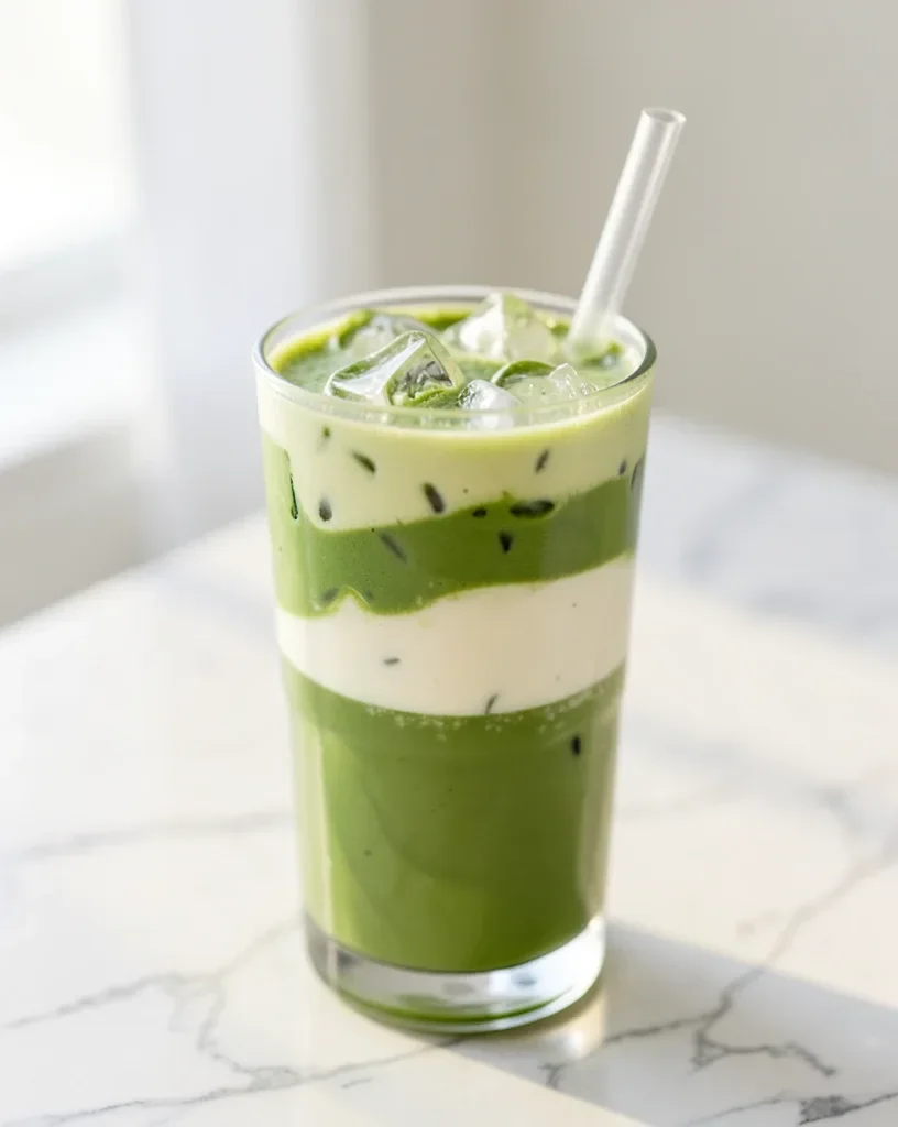 Iced Matcha Latte with Latte Art — image prompt preview