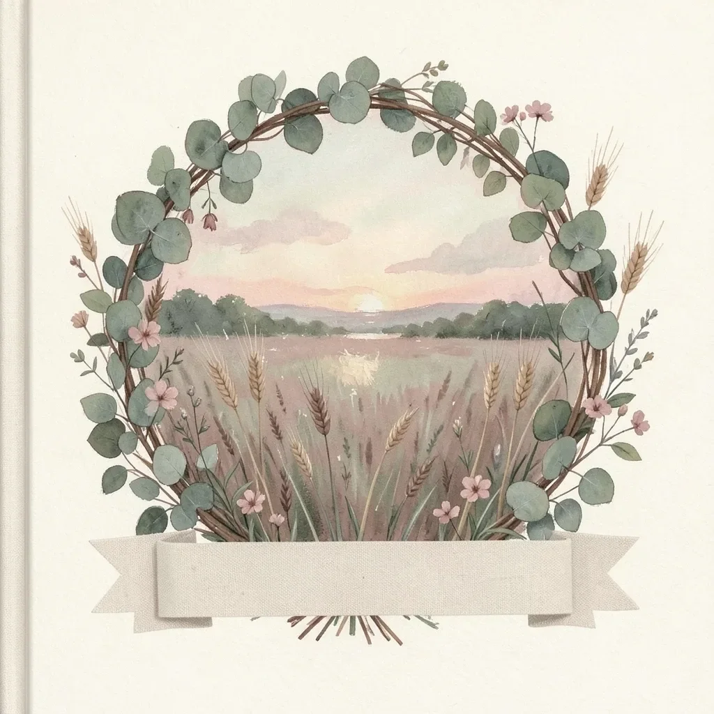 Indie Folk Album Cover: Botanical Wreath — image prompt preview
