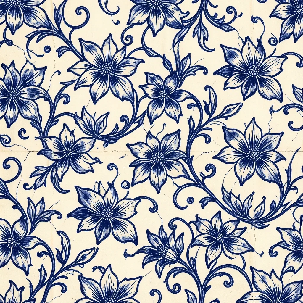 Indigo Batik Floral Pattern — image prompt preview