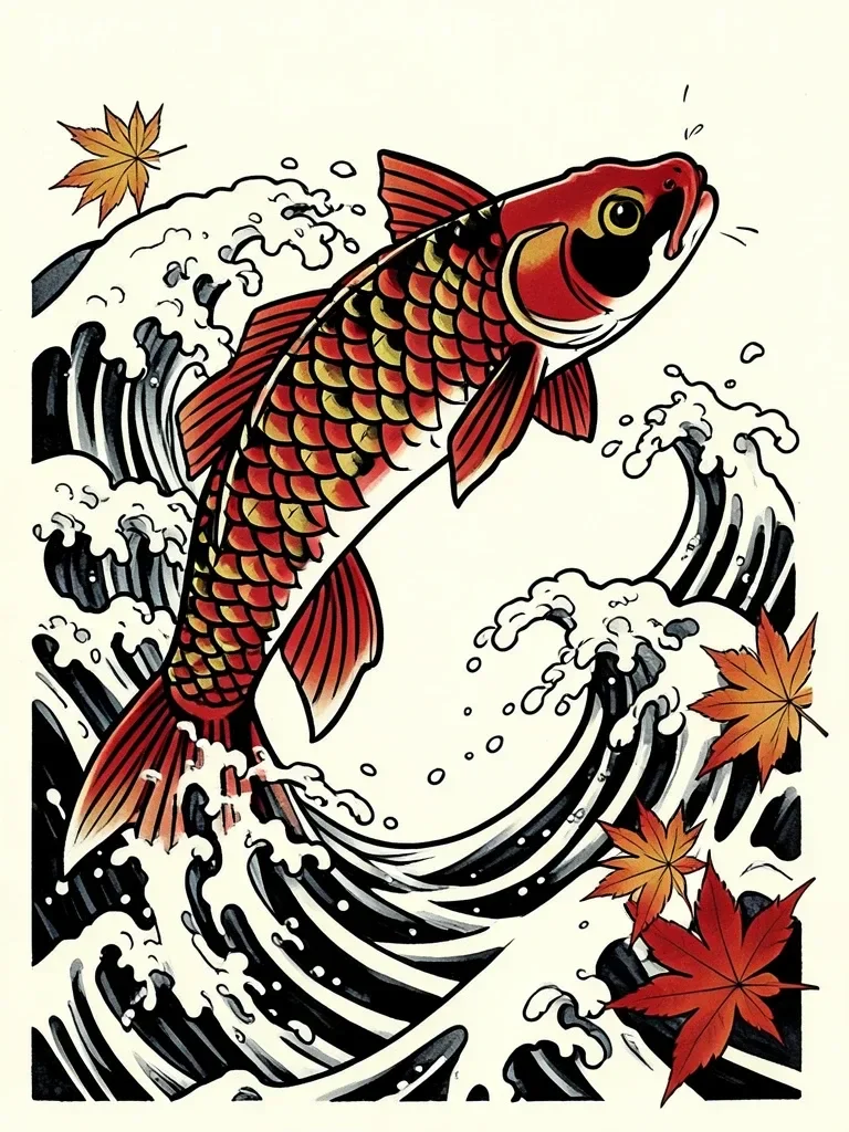 Japanese Koi Sleeve Tattoo — image prompt preview