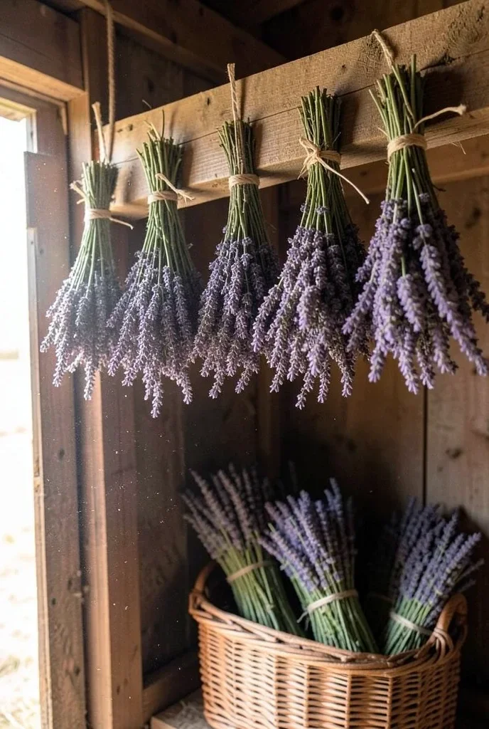 Lavender Bundles Drying — image prompt preview