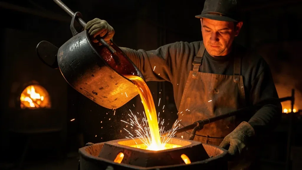 Lost-Wax Bronze Casting Pour — image prompt preview
