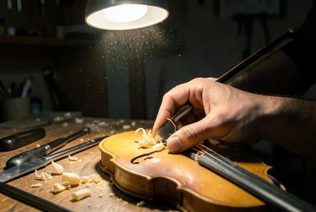 Luthier Carving a Violin Top — image prompt preview