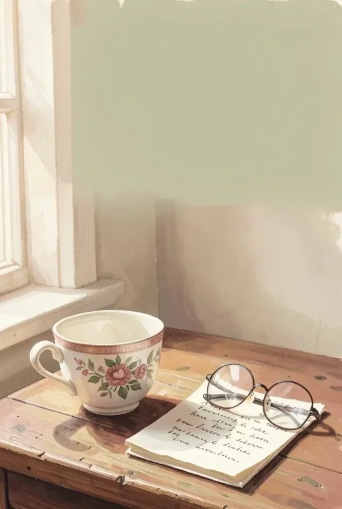 Memoir Book Cover — Teacup and Letter — image prompt preview