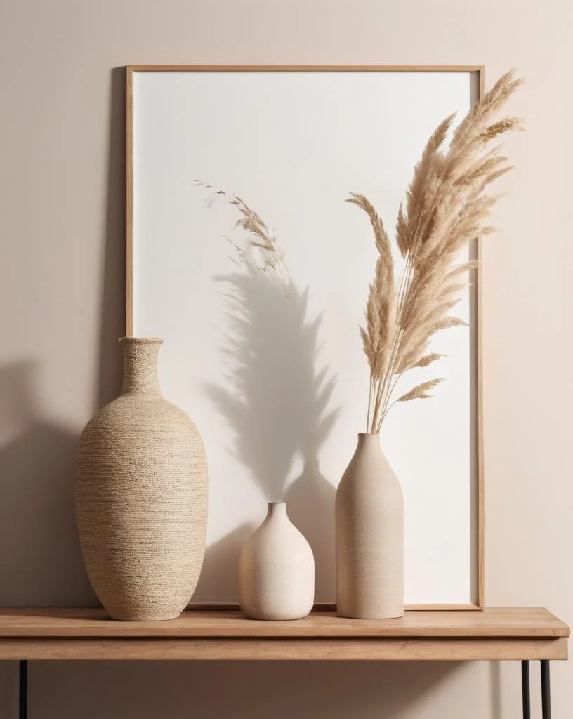 Minimalist Cozy Boho Scene With Organic Vase — image prompt preview