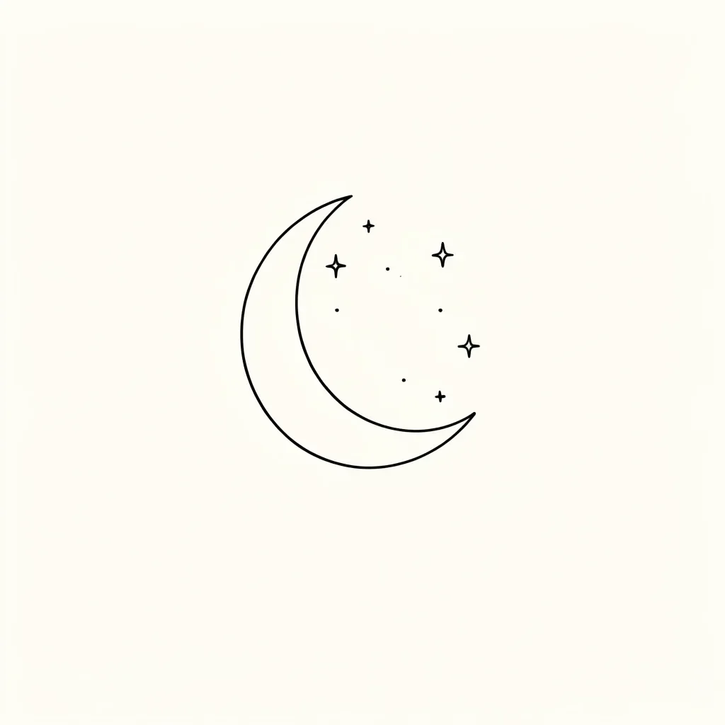 Minimalist Crescent Moon and Stars — image prompt preview