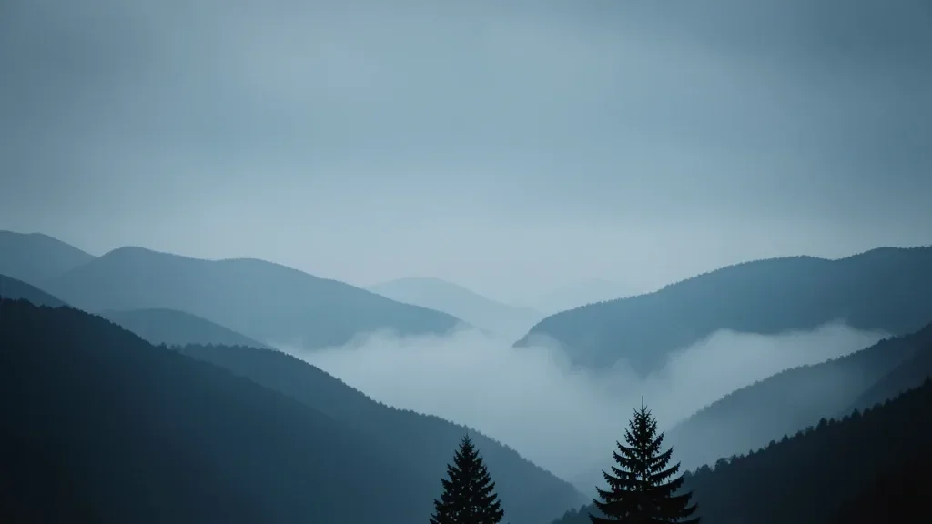 Moody Foggy Mountain Wallpaper — image prompt preview