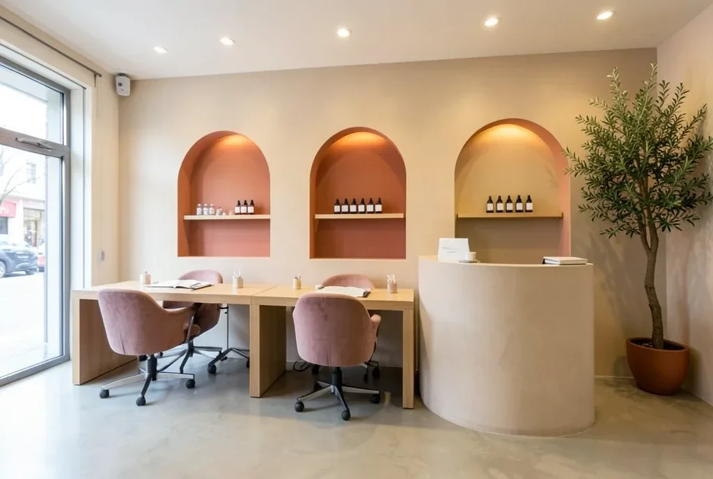 Nail Salon Interior with Stations — image prompt preview